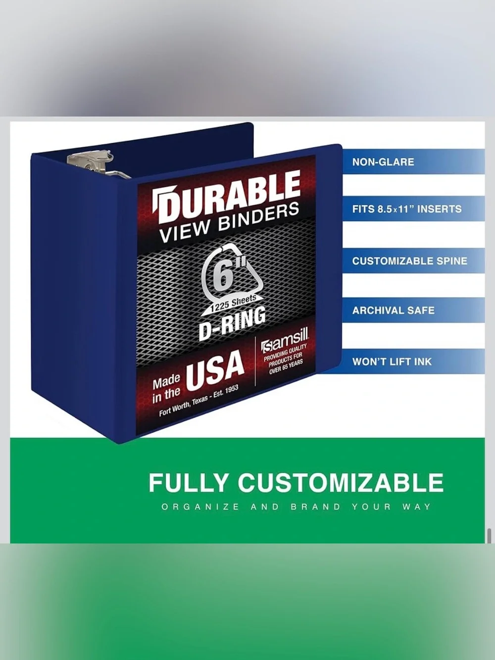 New Open Box Samsill Durable 6 Inch Binder, Locking D Ring Binder, Customizable